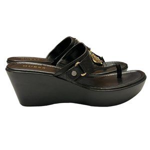 Guess Women's Wedge Flip Flop Platform Sandals Size 11 WGYALULLAH-R - Black